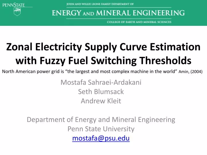 zonal electricity supply curve estimation with fuzzy fuel switching thresholds