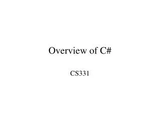 Overview of C#