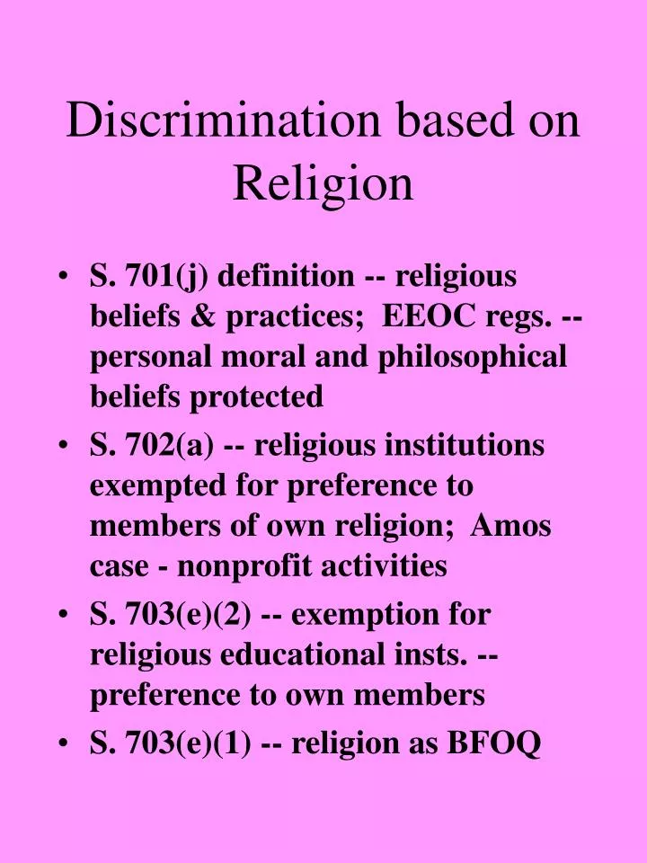 discrimination based on religion