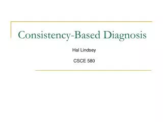Consistency-Based Diagnosis