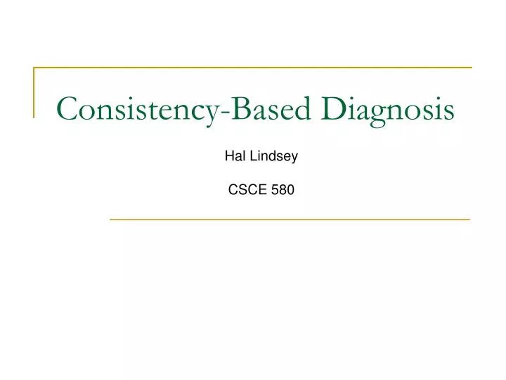 consistency based diagnosis