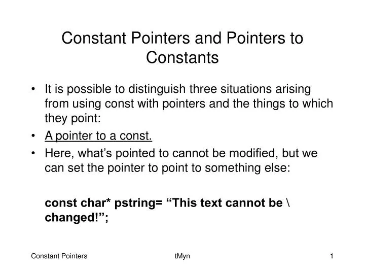 constant pointers and pointers to constants