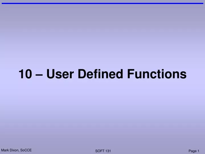 10 user defined functions