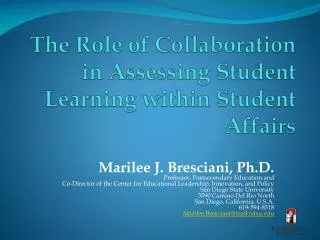 The Role of Collaboration in Assessing Student Learning within Student Affairs