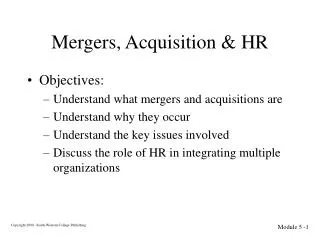 Mergers, Acquisition &amp; HR