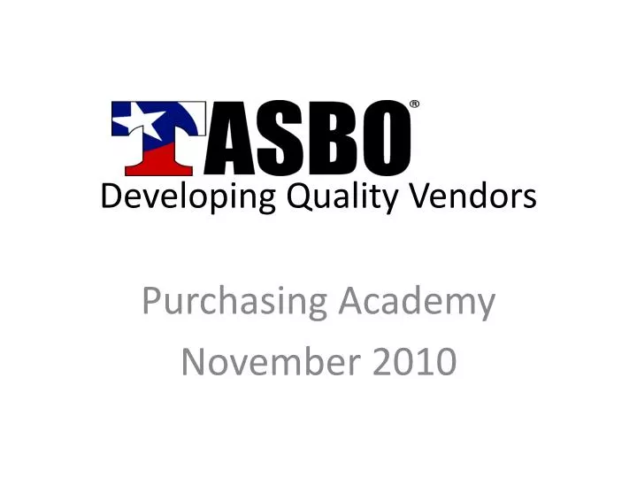 developing quality vendors