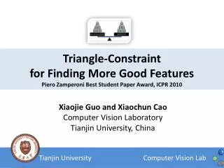 Triangle-Constraint for Finding More Good Features Piero Zamperoni Best Student Paper Award, ICPR 2010