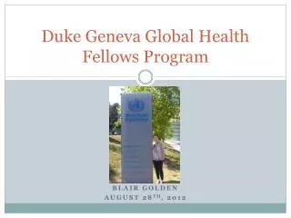 Duke Geneva Global Health Fellows Program
