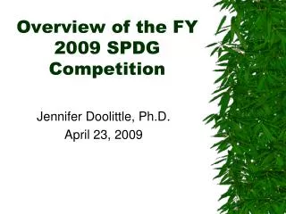 Overview of the FY 2009 SPDG Competition