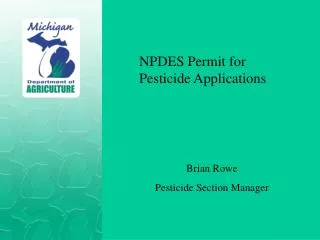 NPDES Permit for Pesticide Applications