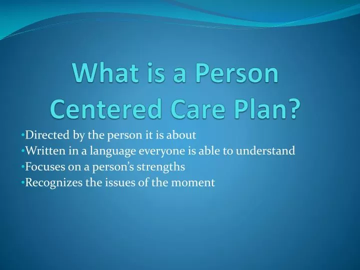 what is a person centered care plan