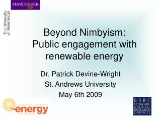 Beyond Nimbyism: Public engagement with renewable energy