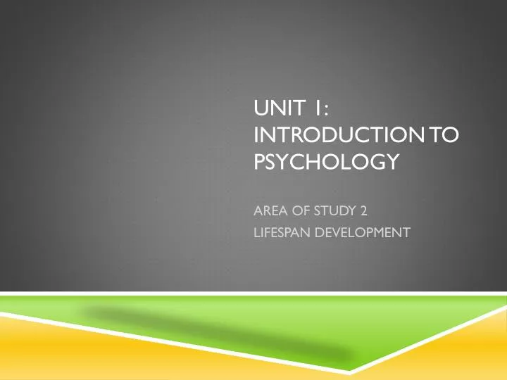 unit 1 introduction to psychology