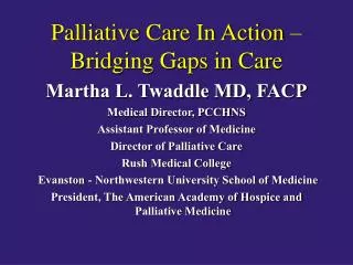 Palliative Care In Action – Bridging Gaps in Care