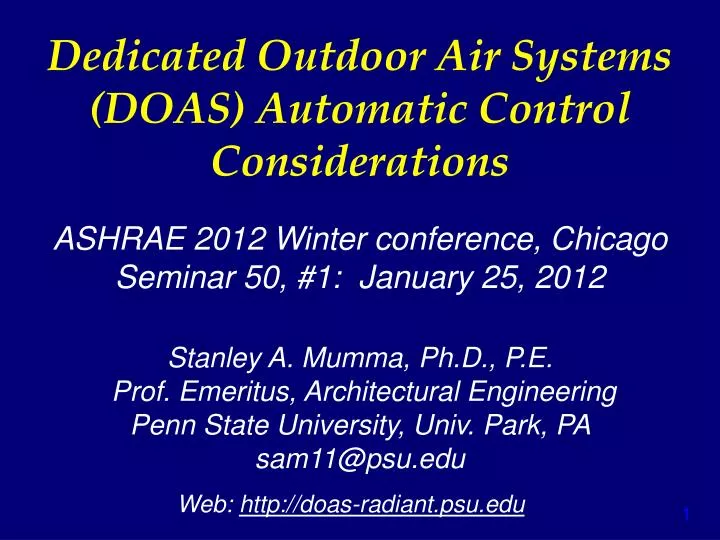 dedicated outdoor air systems doas automatic control considerations