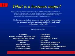 What is a business major?