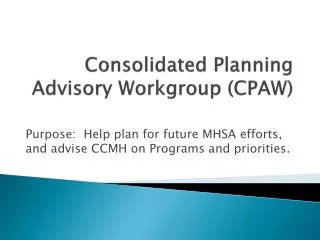 Consolidated Planning Advisory Workgroup (CPAW)