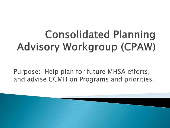 consolidated planning advisory workgroup cpaw