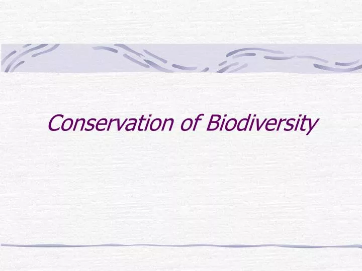 conservation of biodiversity