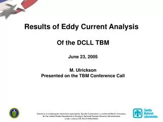 Results of Eddy Current Analysis