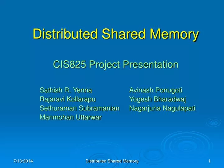 distributed shared memory cis825 project presentation