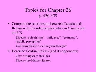 Topics for Chapter 26 p. 420-439