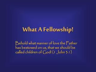 What A Fellowship!