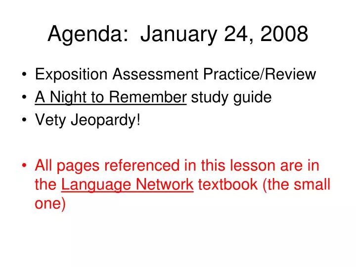 agenda january 24 2008