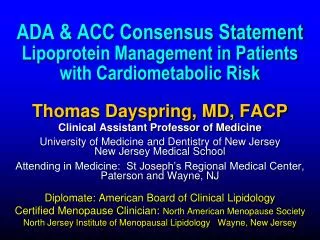 ADA &amp; ACC Consensus Statement Lipoprotein Management in Patients with Cardiometabolic Risk