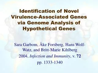 Identification of Novel Virulence-Associated Genes via Genome Analysis of Hypothetical Genes