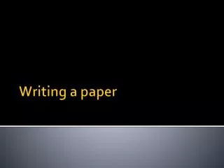 Writing a paper