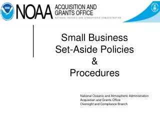 Small Business Set-Aside Policies &amp; Procedures