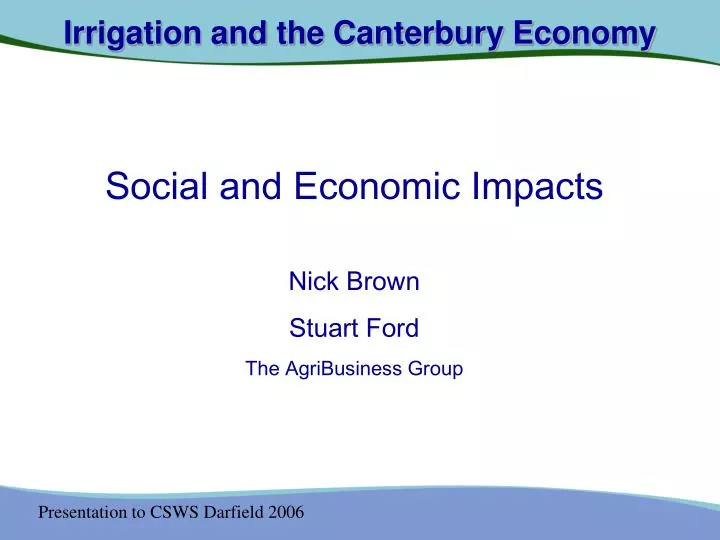 irrigation and the canterbury economy