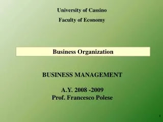 University of Cassino Faculty of Economy