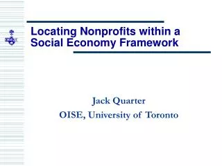 Locating Nonprofits within a Social Economy Framework