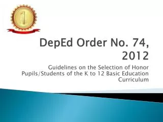 DepEd Order No. 74, 2012