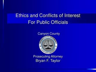 Ethics and Conflicts of Interest For Public Officials