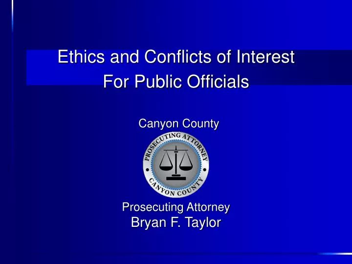 ethics and conflicts of interest for public officials