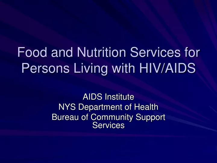 food and nutrition services for persons living with hiv aids
