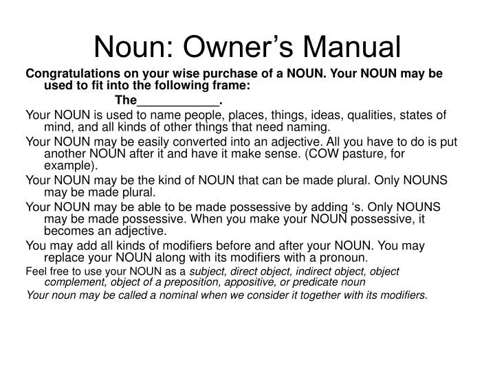 noun owner s manual