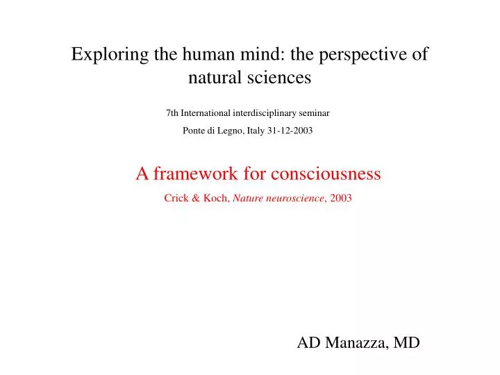 exploring the human mind the perspective of natural sciences