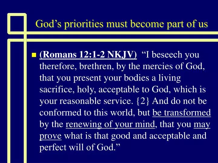 god s priorities must become part of us
