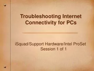 Troubleshooting Internet Connectivity for PCs