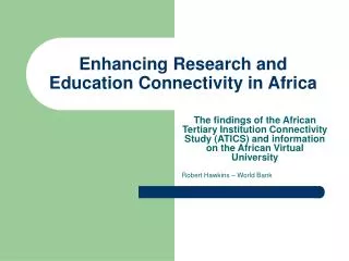 Enhancing Research and Education Connectivity in Africa
