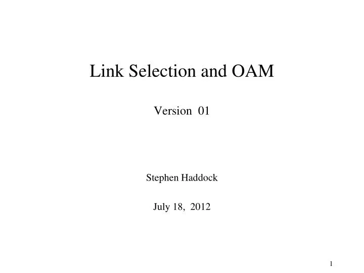 link selection and oam version 01
