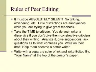 Rules of Peer Editing
