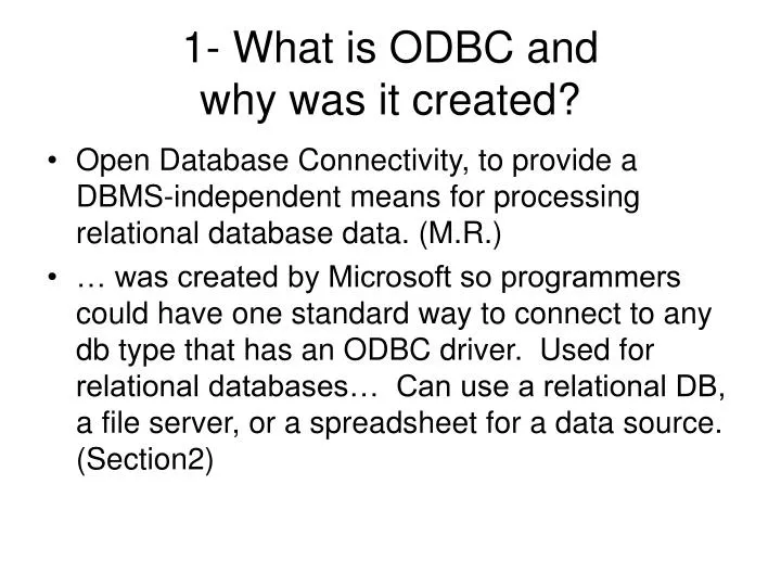 1 what is odbc and why was it created