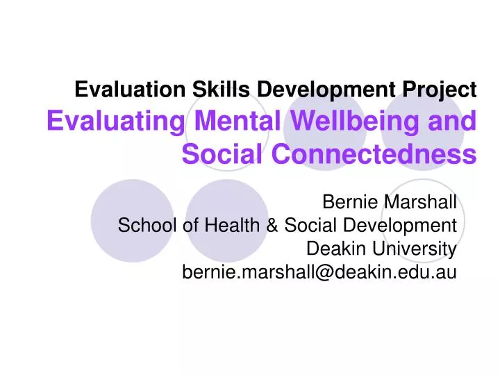 evaluation skills development project evaluating mental wellbeing and social connectedness