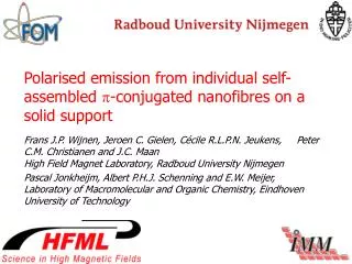 Polarised emission from individual self-assembled ? -conjugated nanofibres on a solid support
