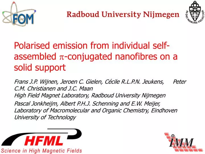 polarised emission from individual self assembled conjugated nanofibres on a solid support